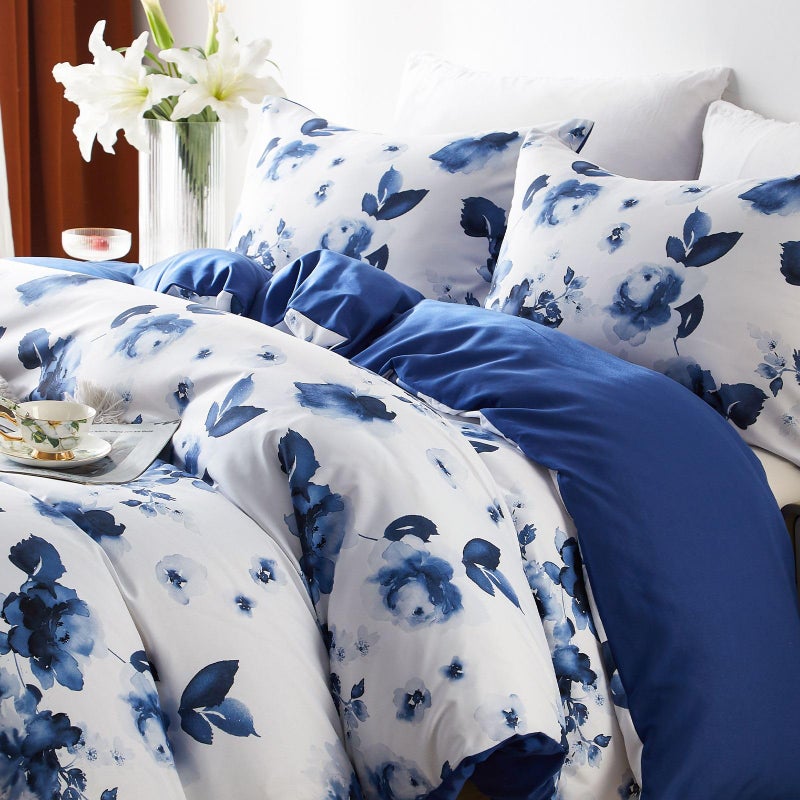 Cupocupa Duvet Cover Full Size Set Boho Floral Pattern Full Duvet Cover Set for Full Size Bed Vintage Soft Bedding Leaf Print Duvet Cover with Pillowcases - Image 3